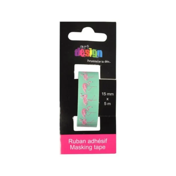 Ruban Masking Tape Flamant Rose 5M Vert