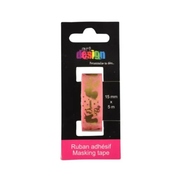 Ruban Masking Tape Licorne 5M Rose & Or