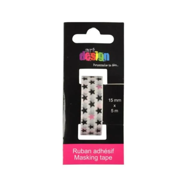 Ruban Masking Tape Étoiles 5M Blanc