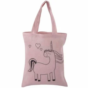 2 sacs en coton rose 25 x 20 cm - licorne