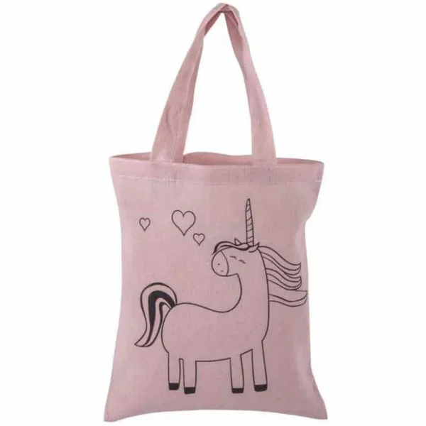 2 sacs en coton rose 25 x 20 cm - licorne