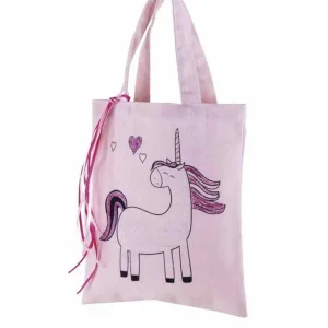 2 sacs en coton rose 25 x 20 cm - licorne