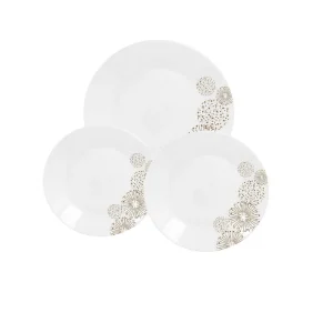 Service d'assiettes 18 pièces en porcelaine motifs or FEUX ART