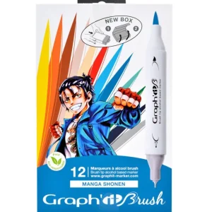 Set 12 marqueurs Graph'It Brush & Extra Fine - Manga Shonen