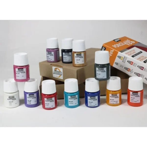 Set de 12 peintures base eau porcelaine - 12 x 20 ml