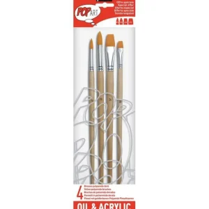 Set de 4 pinceaux brosse polyamide dorés
