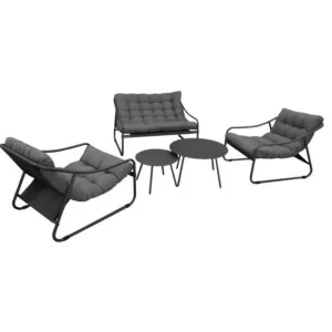 Set ensemble 5 pièces Bord'eau en aluminium/TPEP avec coussin - graphite/chiné gris