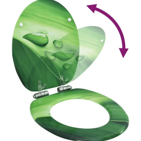 Siege WC Couvercle fermeture en douceur MDF Vert Gouttes d'eau