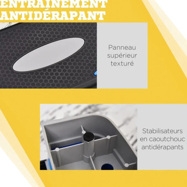 Stepper fitness aerobic - collaboration Aosom.fr x FFHandball - hauteur reglable surface antiderapante - noir bleu