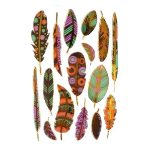 Stickers Effet Métal Plumes Multicolore