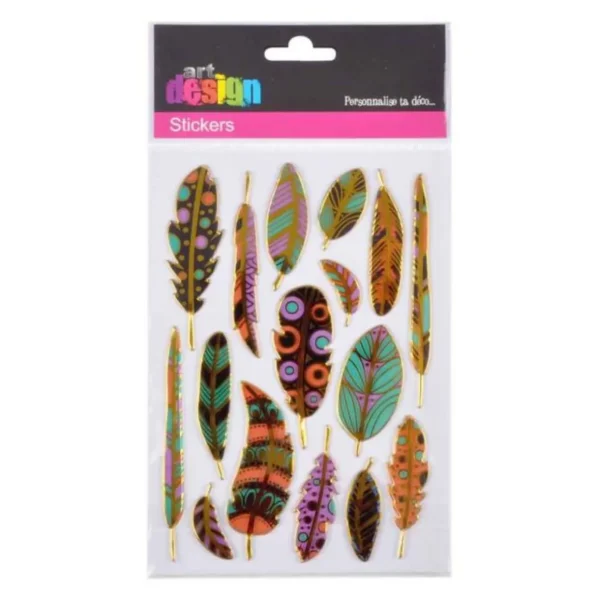Stickers Effet Métal Plumes Multicolore