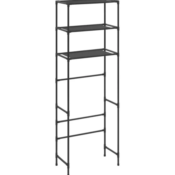 Support de rangement de toilette a 3 niveaux Noir 53x28x169 cm