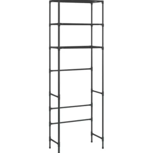 Support de rangement de toilette a 3 niveaux Noir 53x28x169 cm