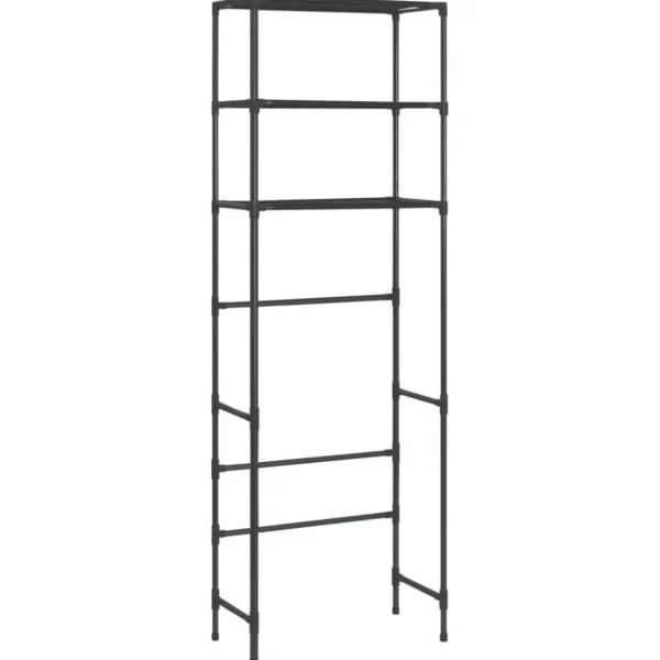 Support de rangement de toilette a 3 niveaux Noir 53x28x169 cm