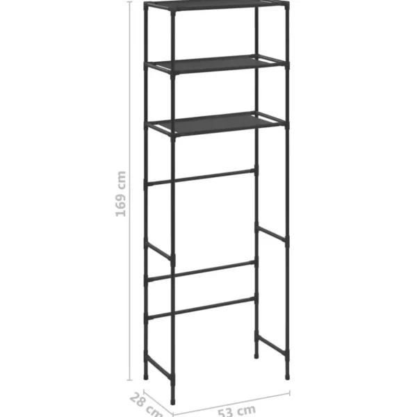 Support de rangement de toilette a 3 niveaux Noir 53x28x169 cm