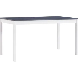 Table a manger Blanc et gris 140x70x73 cm Bois de pin