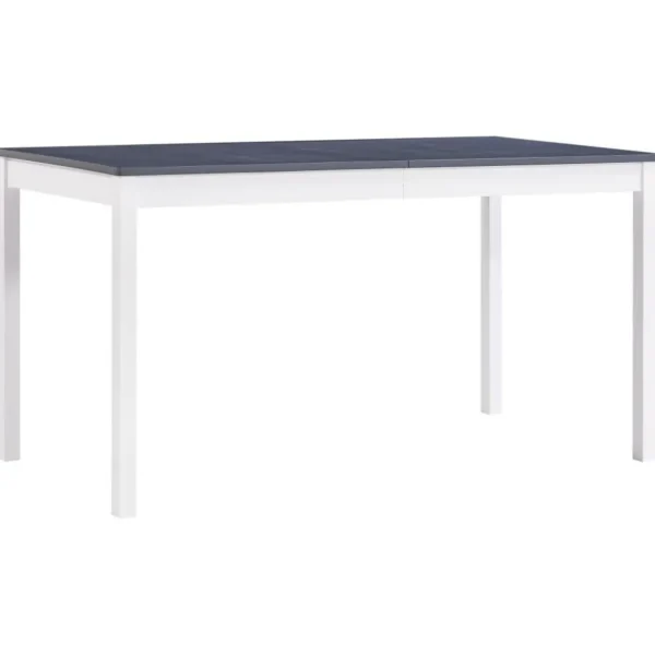 Table a manger Blanc et gris 140x70x73 cm Bois de pin