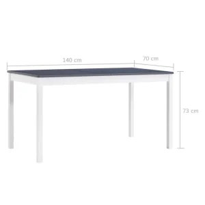 Table a manger Blanc et gris 140x70x73 cm Bois de pin