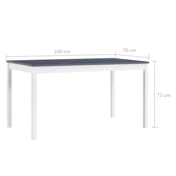 Table a manger Blanc et gris 140x70x73 cm Bois de pin