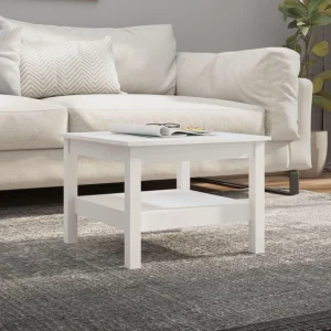 Table basse Blanc 55x55x40 cm Bois massif de pin