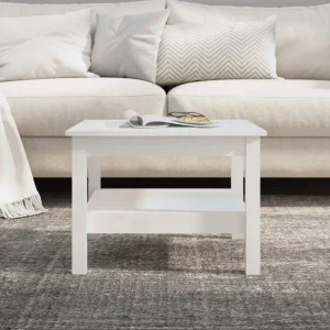 Table basse Blanc 55x55x40 cm Bois massif de pin