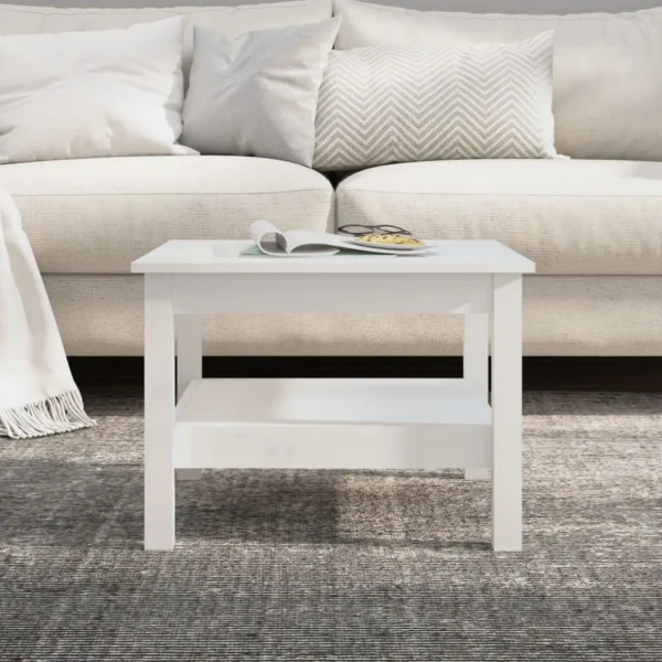 Table basse Blanc 55x55x40 cm Bois massif de pin