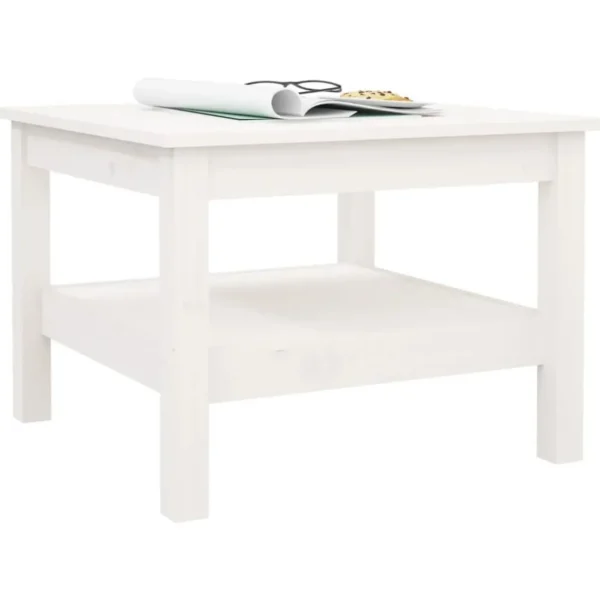 Table basse Blanc 55x55x40 cm Bois massif de pin