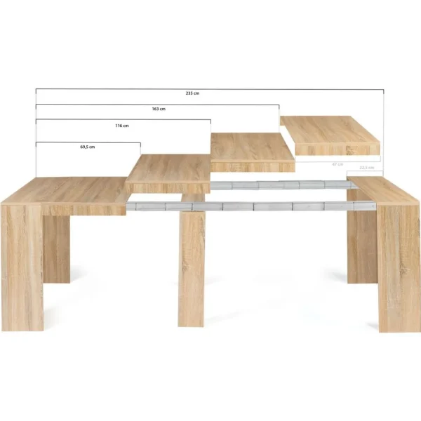 Table console extensible avec rallonges 45/235 cm ELORA