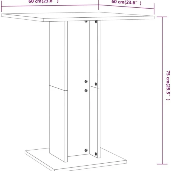 Table de bistro Noir 60x60x75 cm Bois d'ingenierie