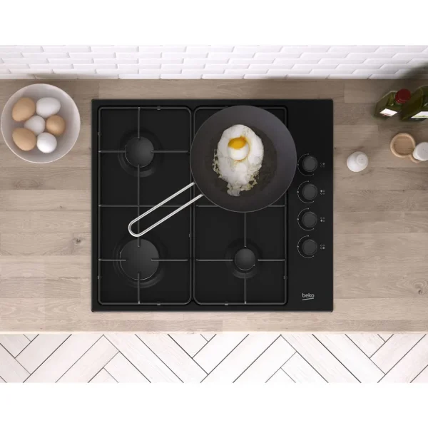 Table de cuisson gaz HIGG64123SB, 61 cm, 4 foyers
