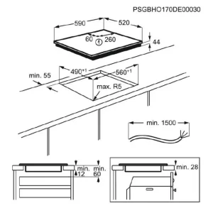 Table de cuisson induction 60cm 4 feux 7350w - ipe6454kf
