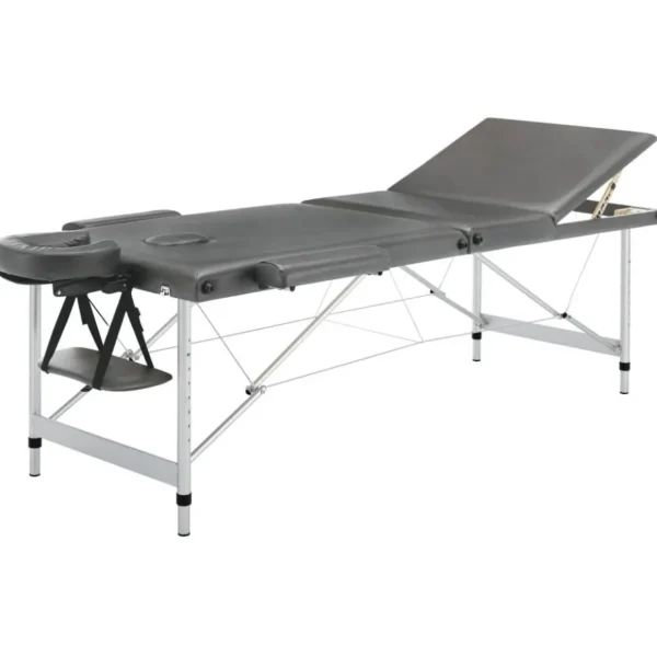 Table de massage 3 zones Cadre en aluminium Anthracite 186x68cm