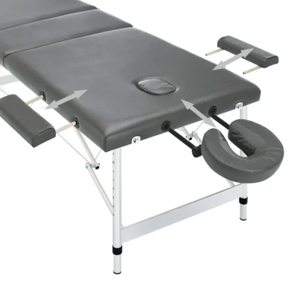 Table de massage 3 zones Cadre en aluminium Anthracite 186x68cm