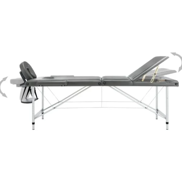 Table de massage 3 zones Cadre en aluminium Anthracite 186x68cm