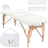 Table de massage pliable 4 cm d'epaisseur et 2 traversins Blanc