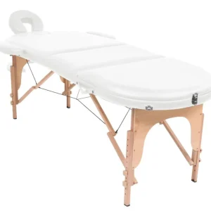 Table de massage pliable 4 cm d'epaisseur et 2 traversins Blanc