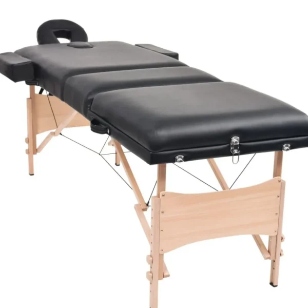 Table de massage pliable et tabouret 10 cm d'epaisseur Noir