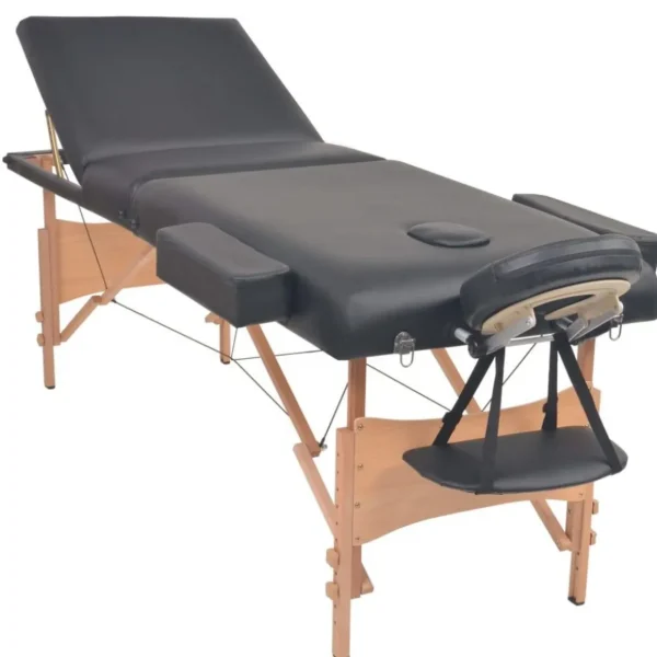 Table de massage pliable et tabouret 10 cm d'epaisseur Noir