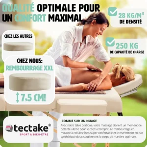Table de massage Somwang 3 zones avec rembourrage de 7,5cm et châssis en bois