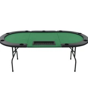 Table de poker pliable pour 9 joueurs 3 plis Ovale Vert