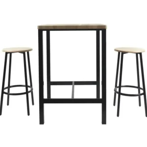 Table Mange Debout & 2 Tabourets Loka 86cm Noir