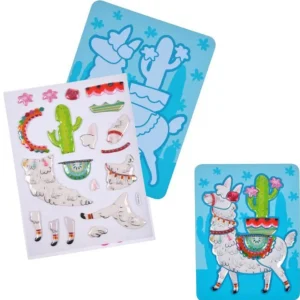 Tableau à Stickers Lama 14x18cm Bleu