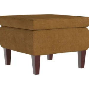 Tabouret avec pieds en bois Marron Velours