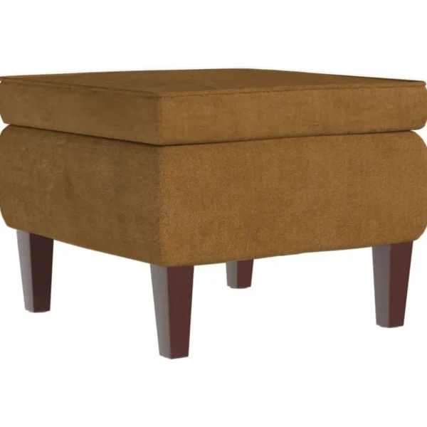 Tabouret avec pieds en bois Marron Velours
