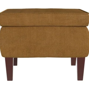 Tabouret avec pieds en bois Marron Velours
