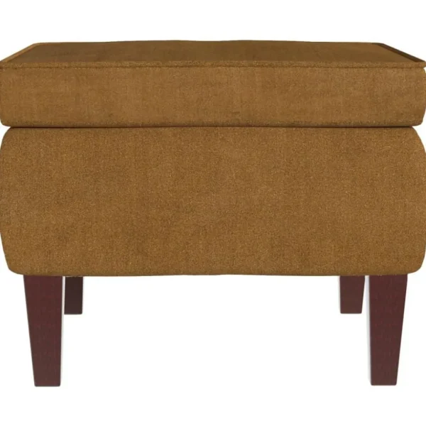 Tabouret avec pieds en bois Marron Velours