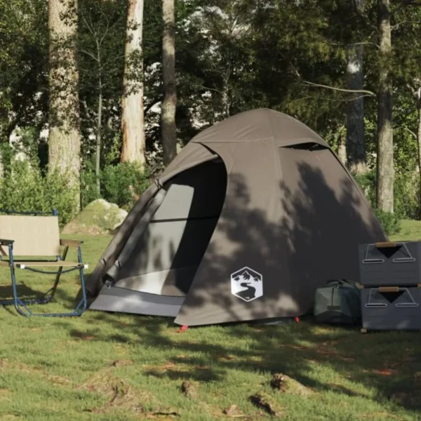Tente de camping à dôme 2 personne marron imperméable