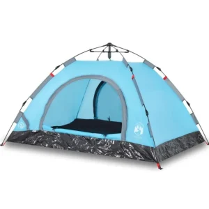 Tente de camping 3 personnes bleu libération rapide