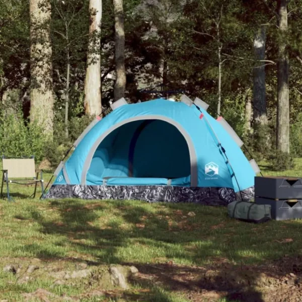 Tente de camping 3 personnes bleu libération rapide