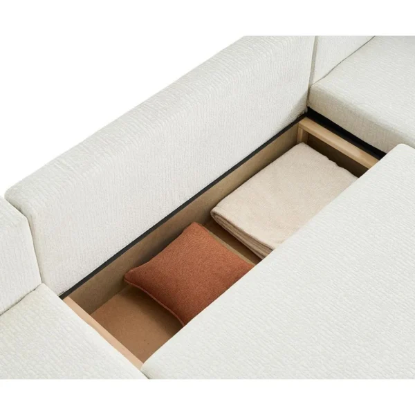 Topaze - canapé panoramique en u - 7 places - convertible avec coffre - en tissu velours relief